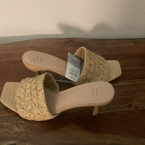 Ayla Woven Raffia Slide Tan Heels with Woven Pattern by a new day - Picture 7 of 9